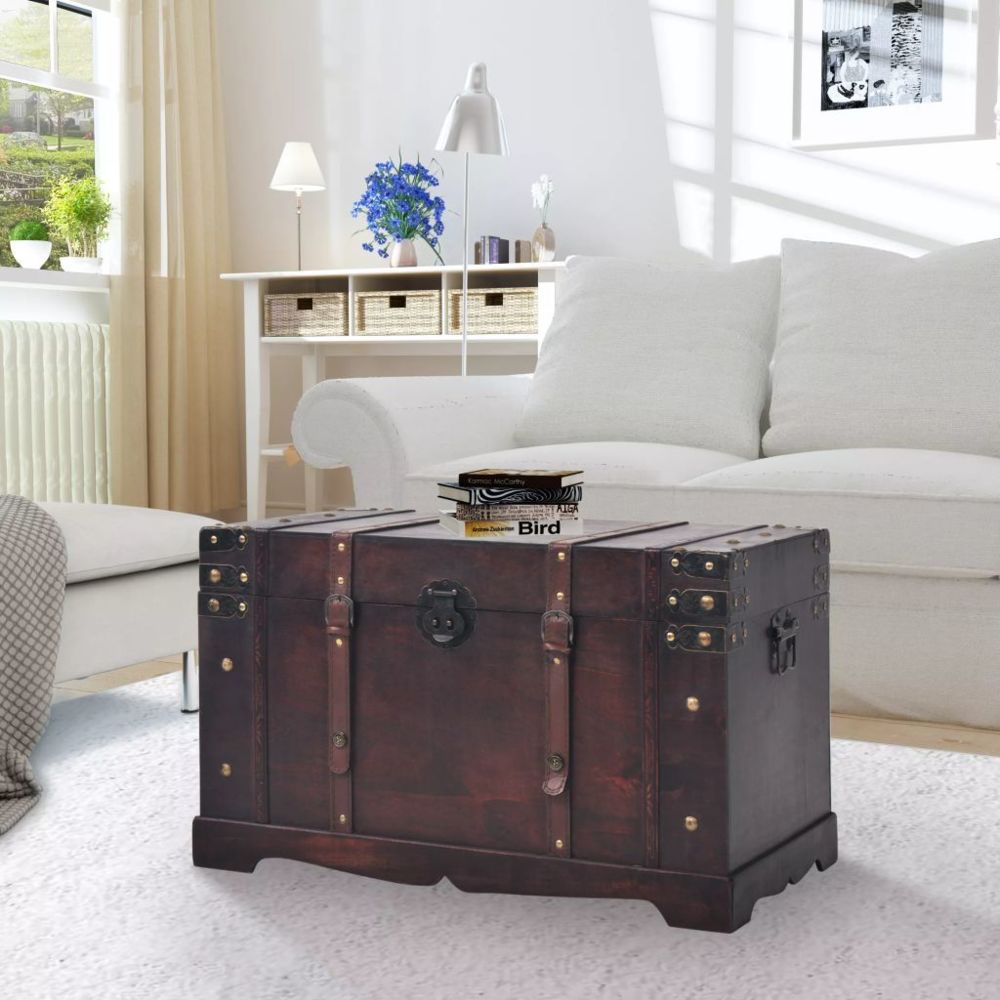 marque generique - Magnifique Armoires et meubles de rangement categorie Tirana Coffre vintage de rangement Bois 66 x 38 x 40 cm - Malles, coffres