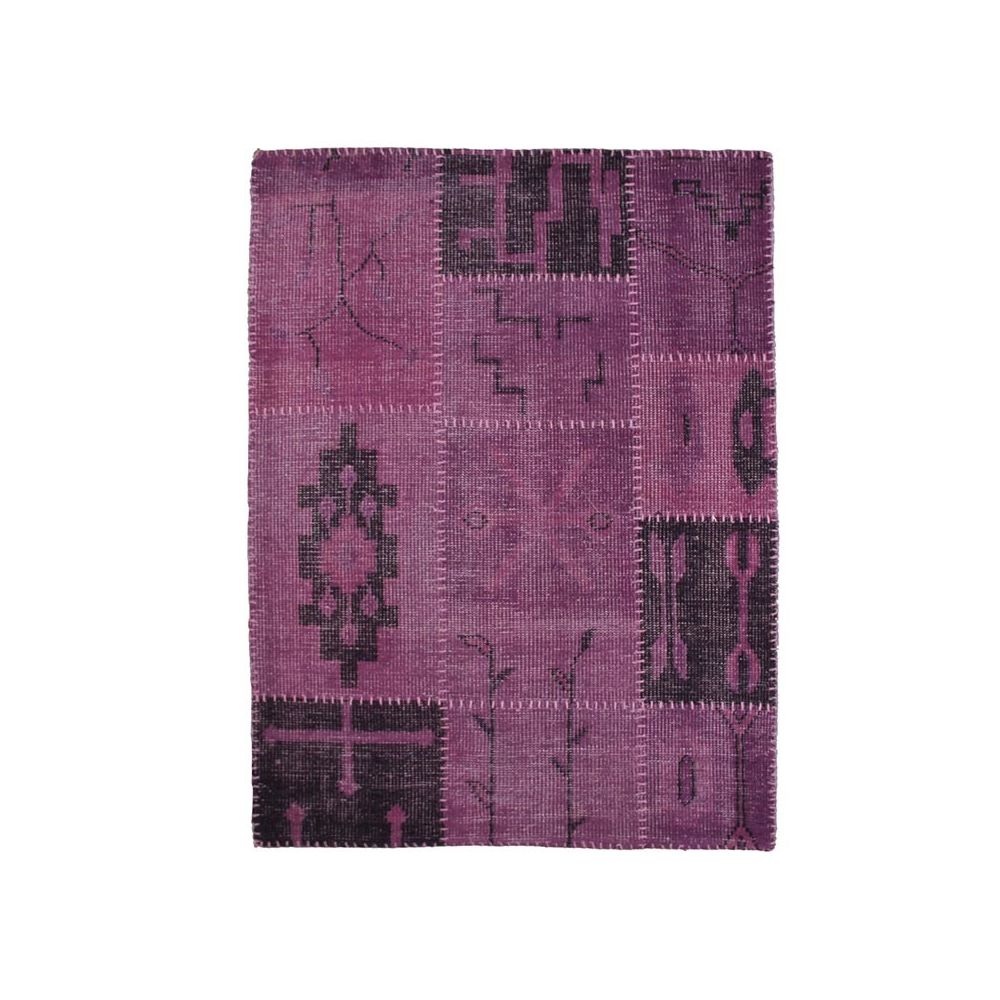Mon Beau Tapis - KILIM - Tapis en laine artisanal patchwork ethnique violet 135x190 - Tapis