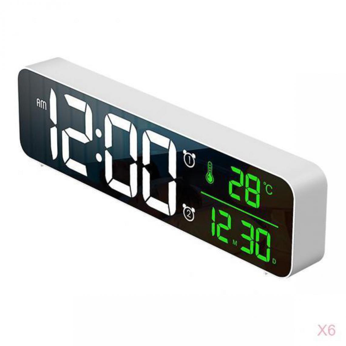 marque generique - 6 Pcs Réveil LED Affichage Bureau Miroir Horloge de Chevet - Réveil