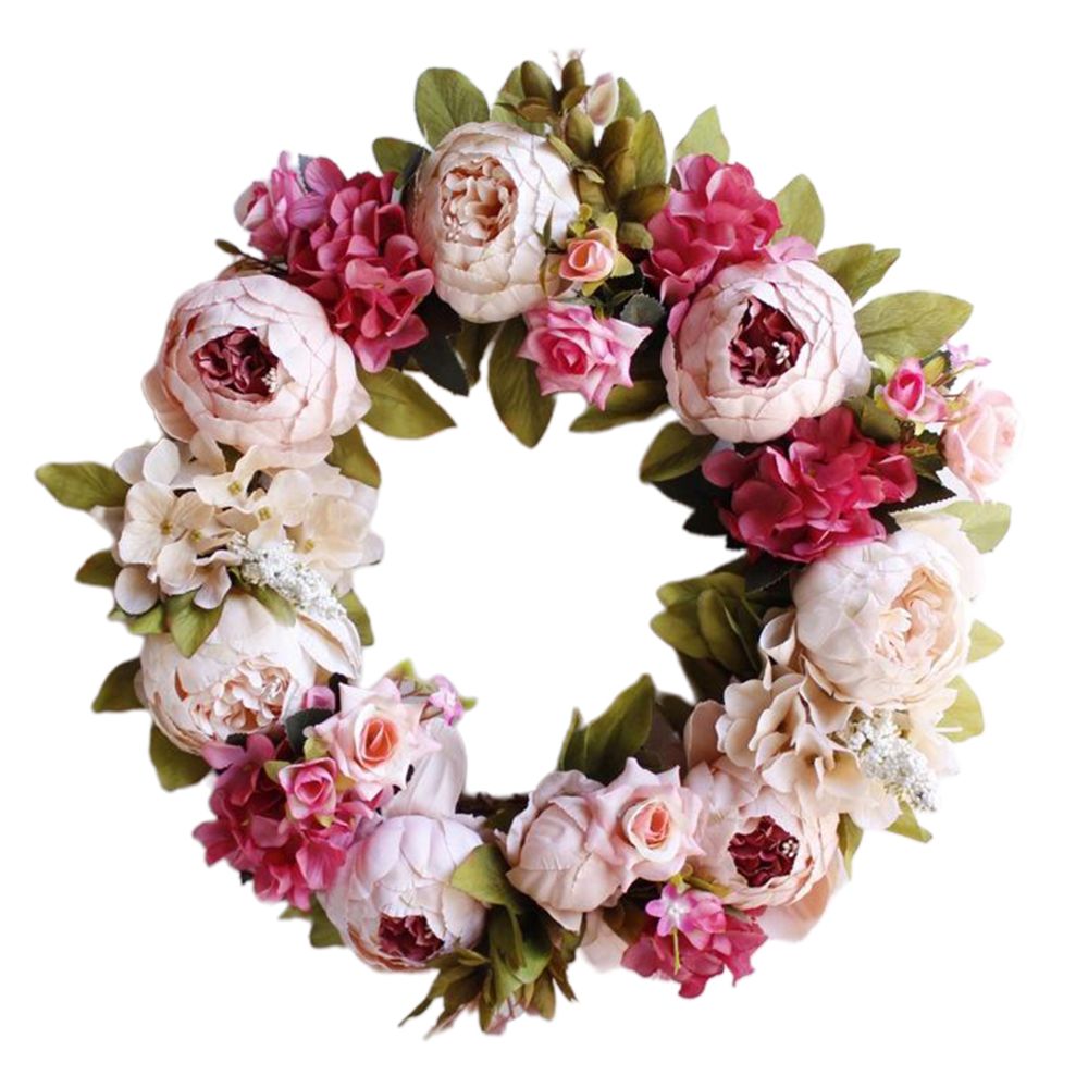 marque generique - Guirlande De Fleurs Artificielles Pour La Maison Porte D'entrée Décoration De Fête De Mariage Rose - Plantes et fleurs artificielles