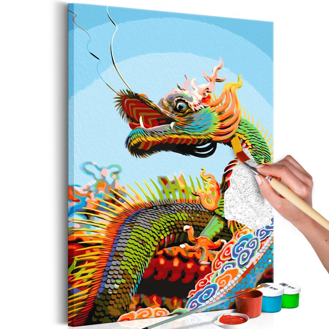 Decoshop26 - Tableau à peindre soi-même peinture par numéros motif Dragon coloré 40x60 cm TPN110052 - Tableaux, peintures