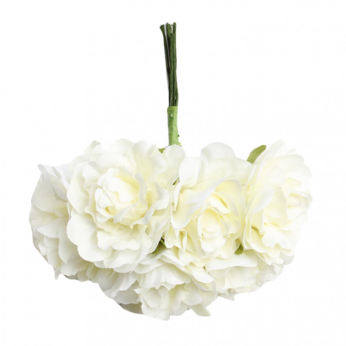 marque generique - 6 têtes bouquet artificiel fleur 4cm diy décorations de mariage bleu gris - Plantes et fleurs artificielles