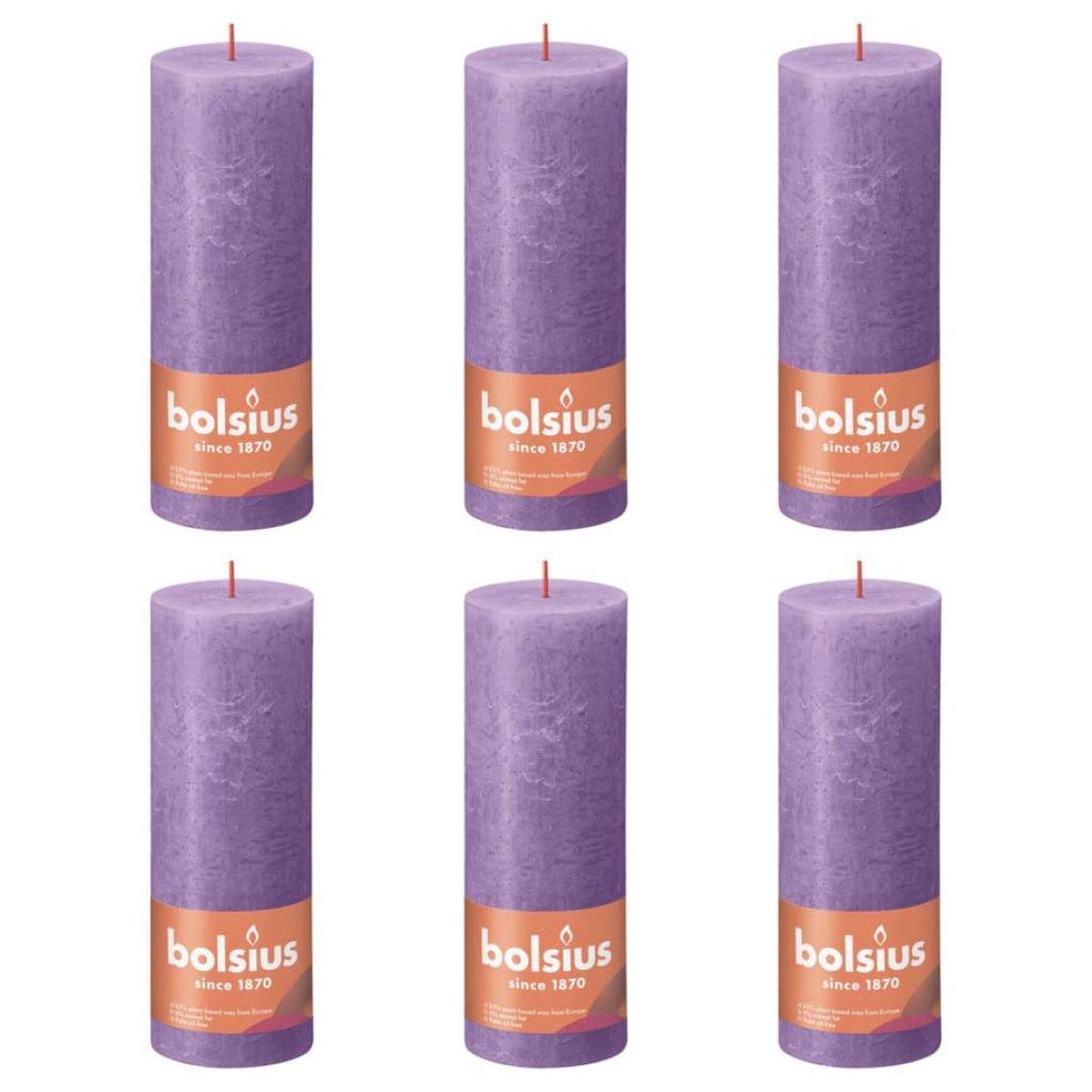 Bolsius - Bolsius Bougies pilier rustiques Shine 4 pcs 190x68 mm Violet vibrant - Bougies
