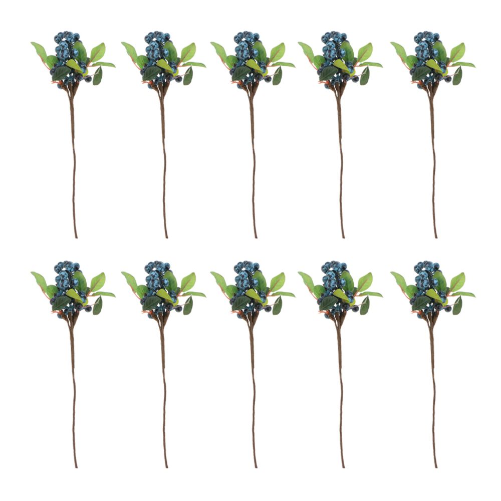 marque generique - 10pcs plastique plantes artificielles fruits baies branches maison café décor bleu - Plantes et fleurs artificielles