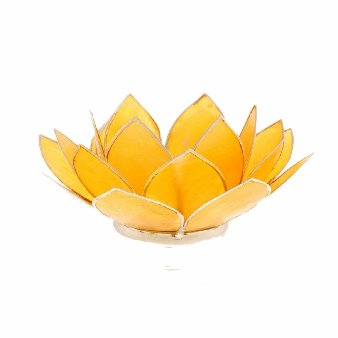 Phoenix - Porte Bougie Fleur de Lotus jaune et argent 3 ème chakra - Bougeoirs, chandeliers