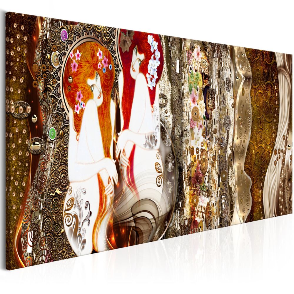 Bimago - Tableau | Flowers in the Hair (1 Part) Brown | 150x50 | XL | Abstraction | - Tableaux, peintures