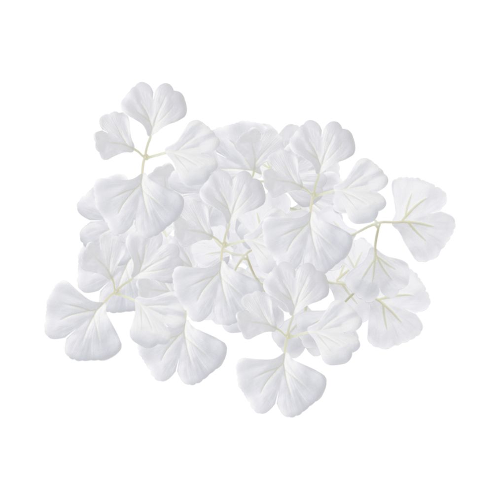 marque generique - 30 Pièces Feuilles Artificielles Feuille De Ginkgo En Soie DIY Craft White - Plantes et fleurs artificielles