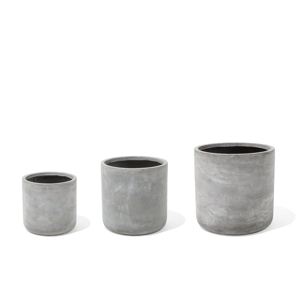 Beliani - 3 cache-pots gris MESSENE - Pots, cache-pots
