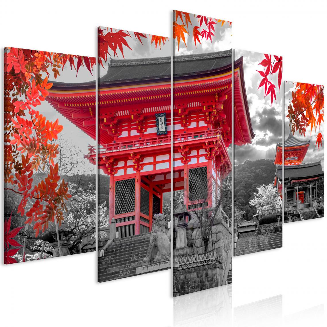 Decoshop26 - Tableau sur toile en 5 panneaux décoration murale image imprimée cadre en bois à suspendre Kyoto, Japon (5 Parties) Large 200x100 cm 11_0007808 - Tableaux, peintures