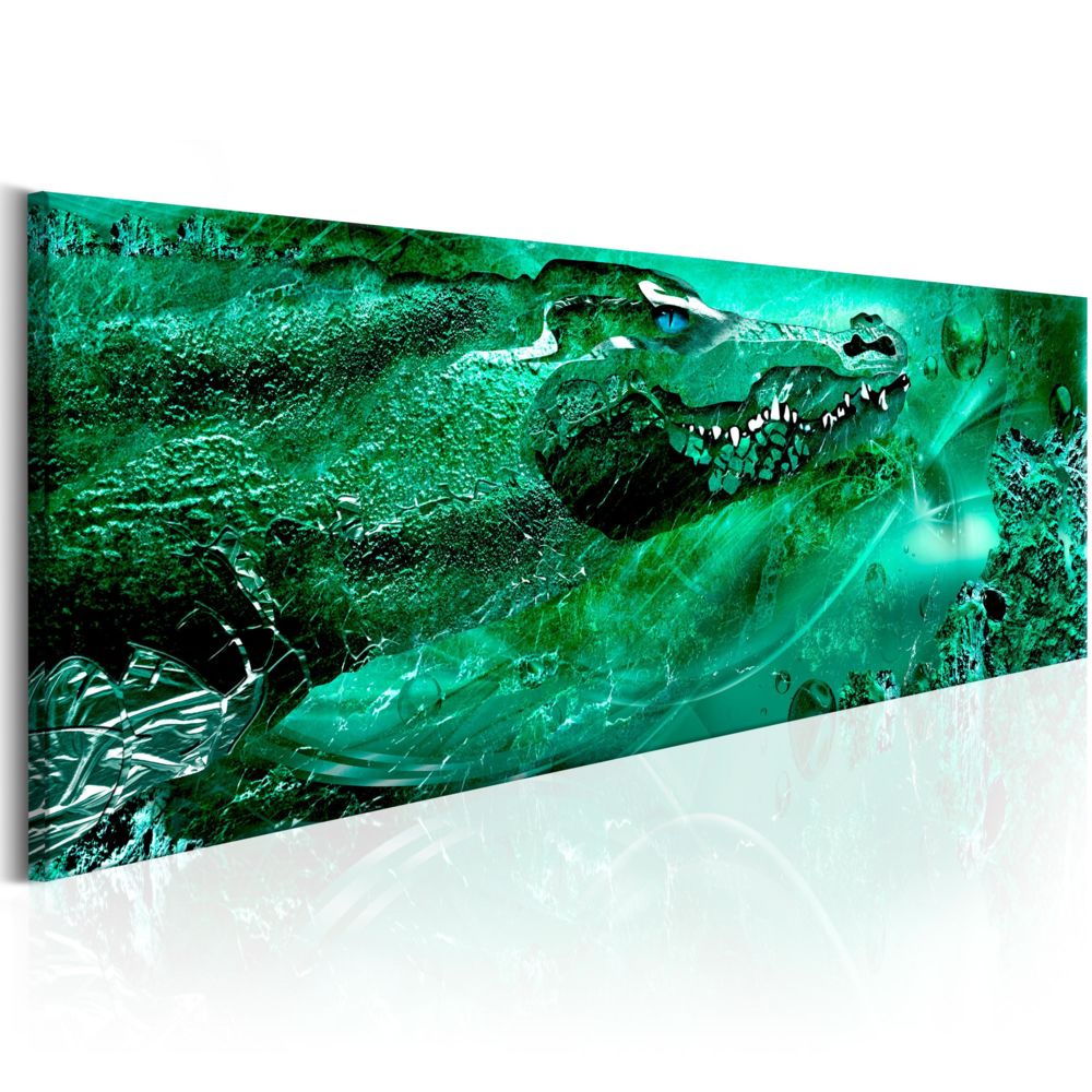 Bimago - Tableau | Emerald Crocodile | 150x50 | XL | Animaux | Animaux divers | | - Tableaux, peintures
