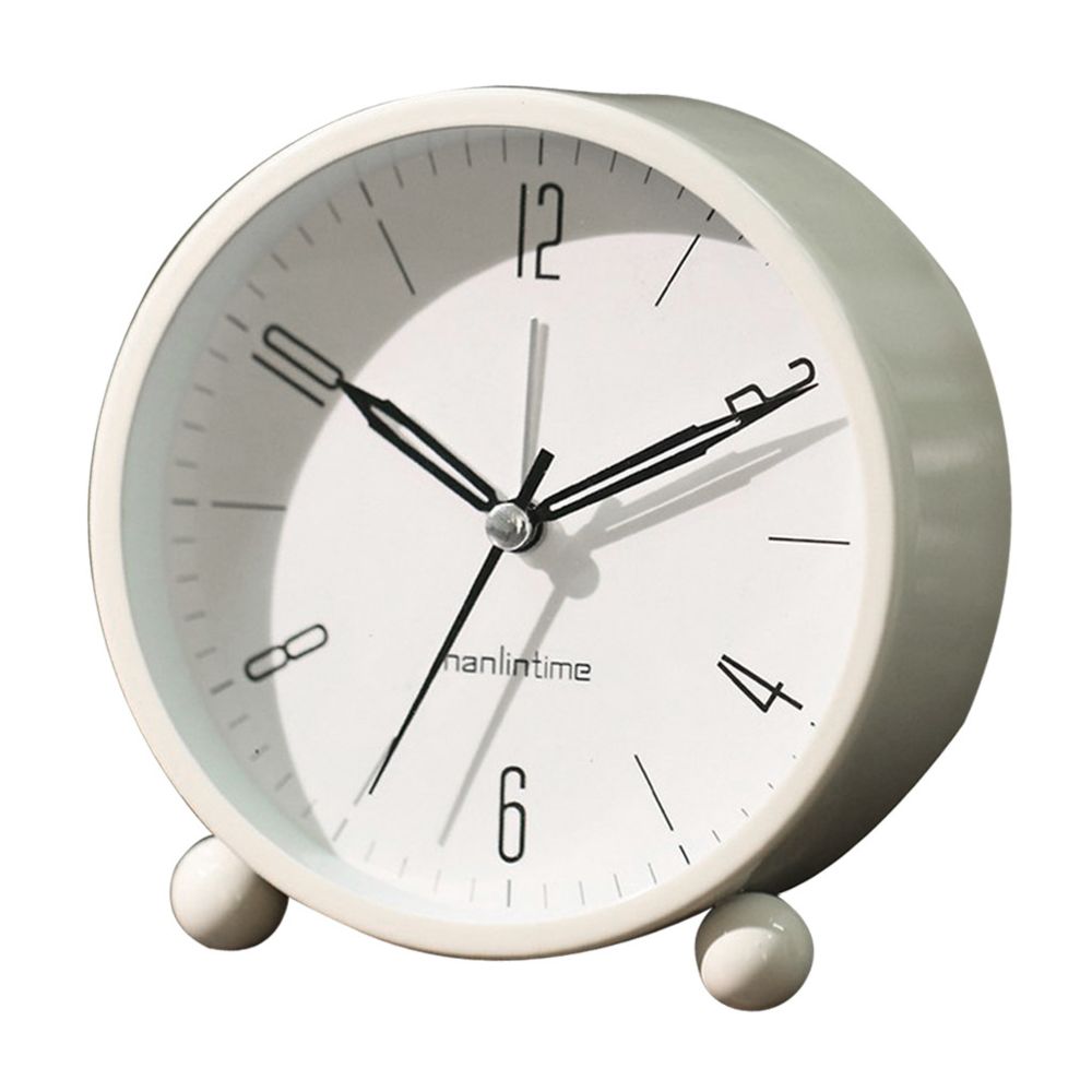 marque generique - européenne ronde batterie réveil bureau table de chevet horloges décor blanc - Réveil