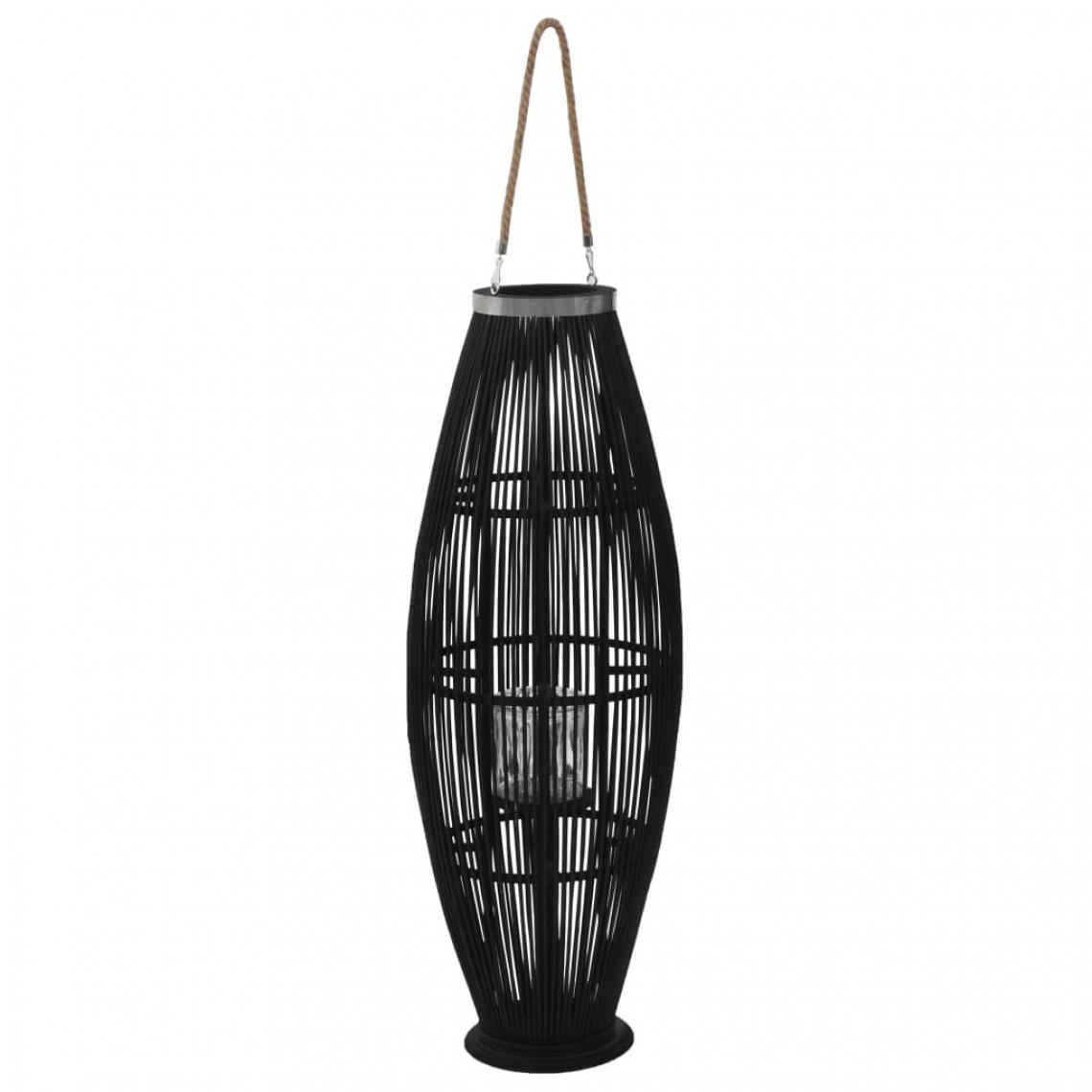 Decoshop26 - Bougeoir suspendu ou sur pied porte-bougie bambou naturel décoration extérieur Noir hauteur 95 cm DEC020006 - Bougeoirs, chandeliers
