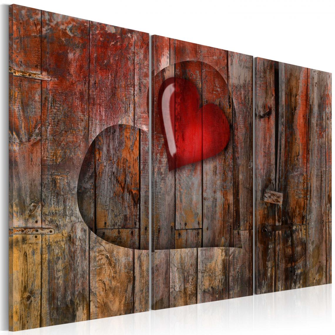 Decoshop26 - Tableau sur toile en 3 panneaux décoration murale image imprimée cadre en bois à suspendre Coeur à coeur 60x40 cm 11_0002141 - Tableaux, peintures