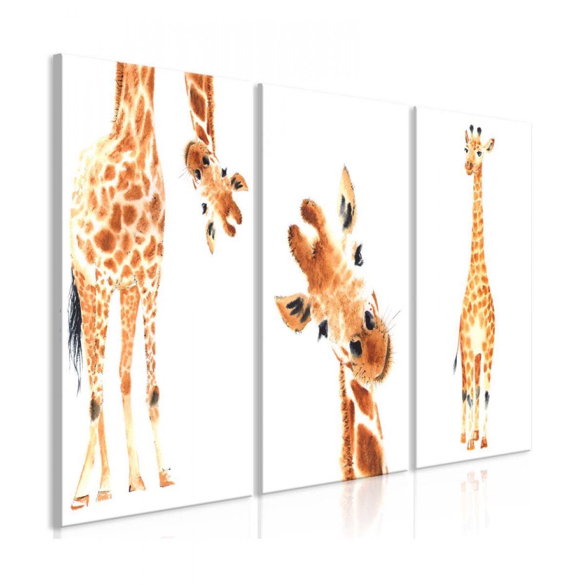 Artgeist - Tableau - Funny Giraffes (3 Parts) 60x30 - Tableaux, peintures