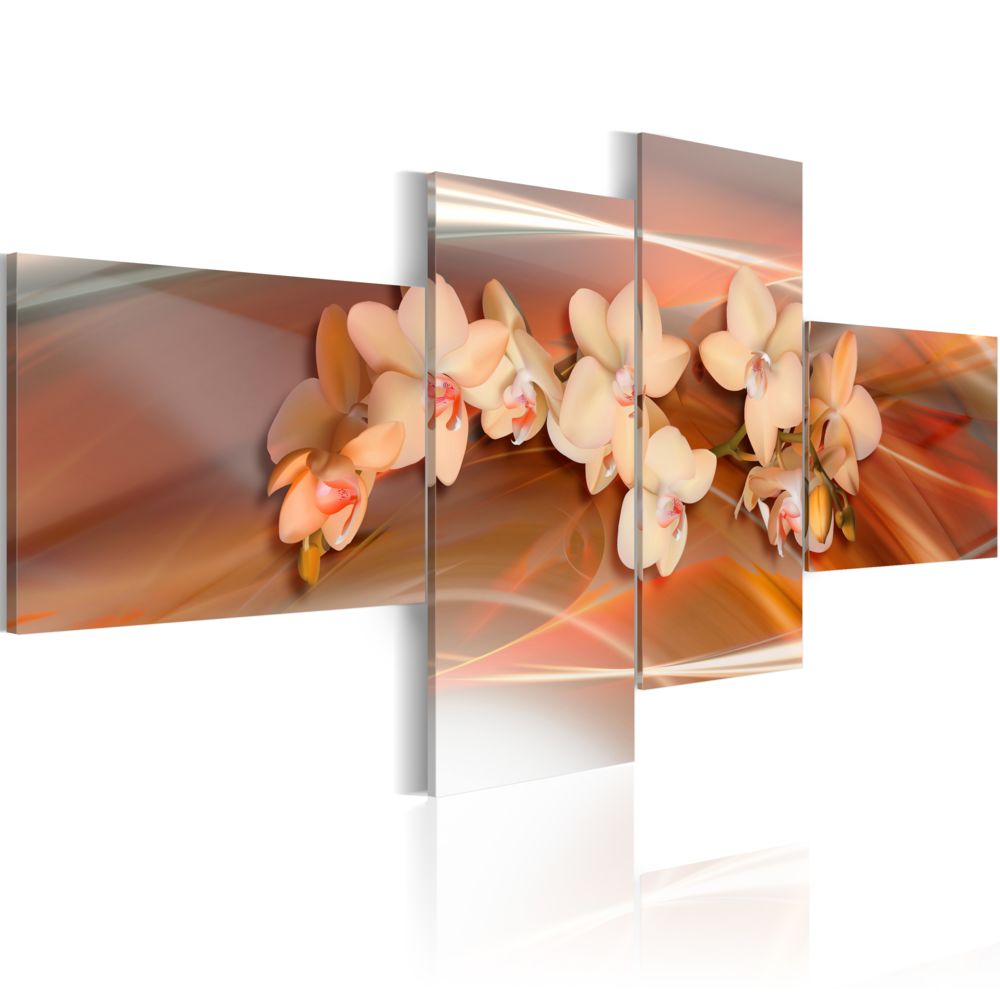 Bimago - Tableau | Orchidée blanche sur le fond d'automne | 200x90 | XXL | Fleurs | Orchidées | | - Tableaux, peintures