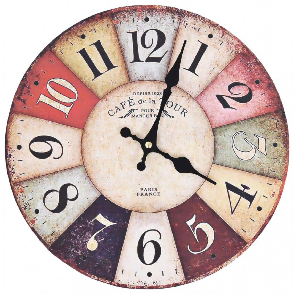 Decoshop26 - Horloge murale vintage Colorée 30 cm DEC022260 - Horloges, pendules