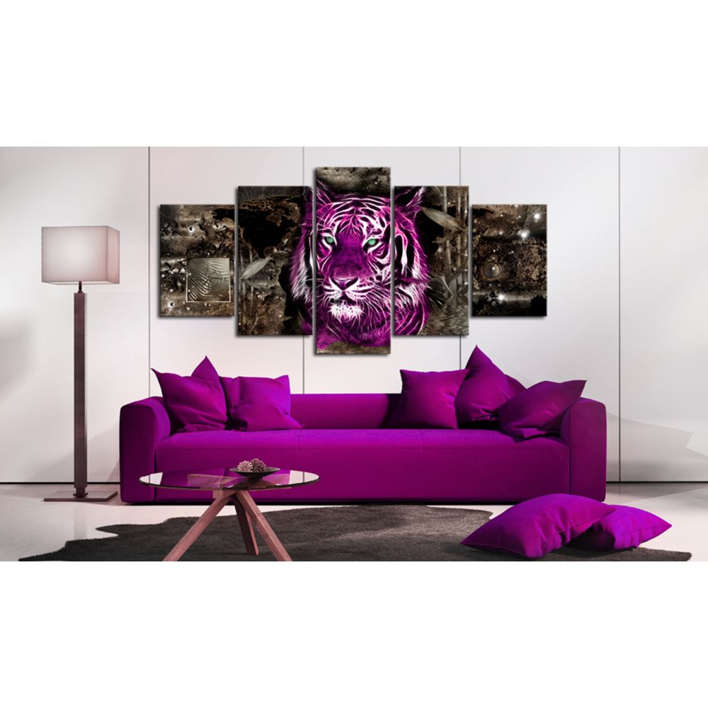 marque generique - 100x50 Tableau Chats Animaux Distingué Purple King - Tableaux, peintures
