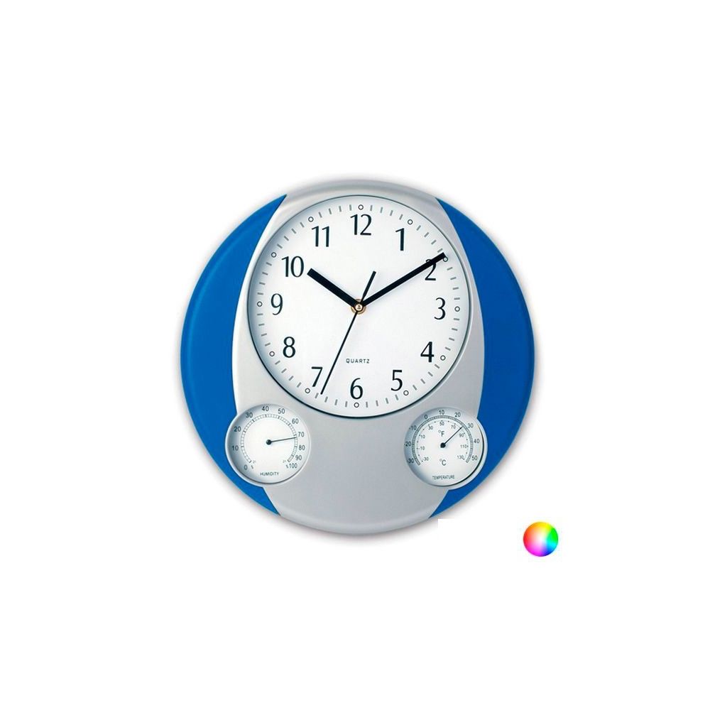 Totalcadeau - Horloge Murale ronde analogique Bicolore - Avec apteur de températureet d’humidité Couleur - Bleu - Horloges, pendules