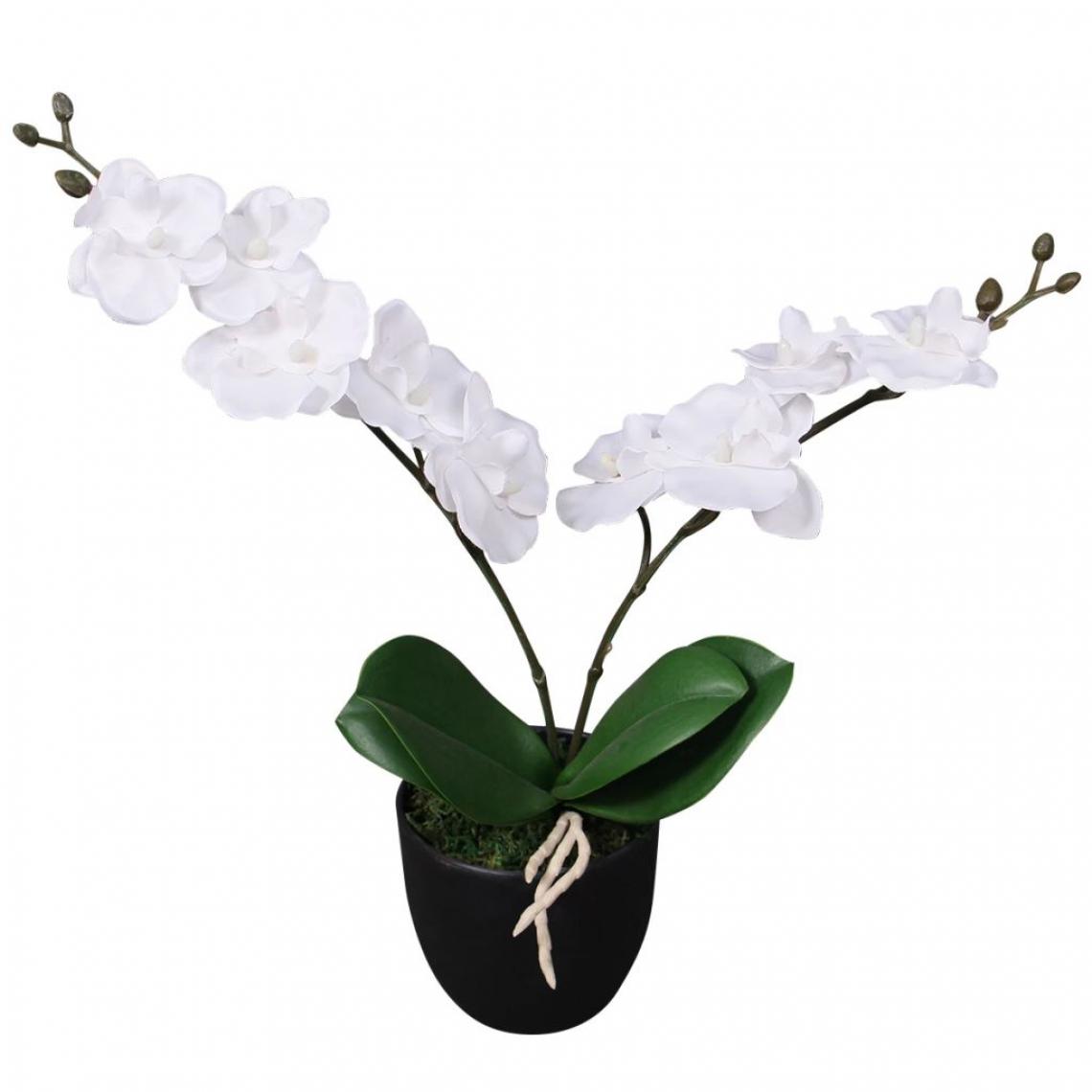 Decoshop26 - Plante artificielle avec pot orchidée 30 cm blanc DEC021901 - Plantes et fleurs artificielles