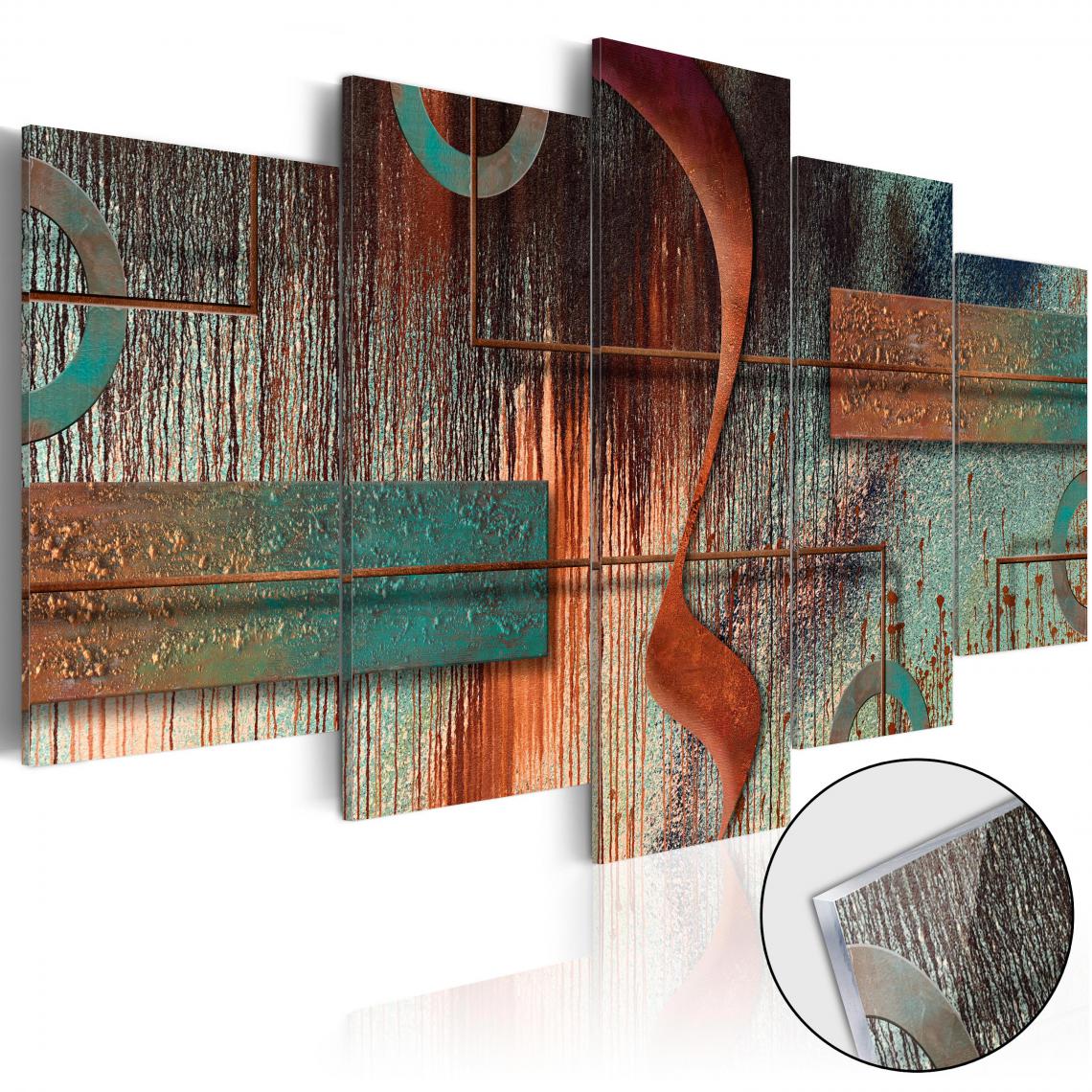 Decoshop26 - Tableaux en verre acrylique décoration murale en 5 panneaux motif Mélodie abstraite 100x50 cm TVA110050 - Tableaux, peintures