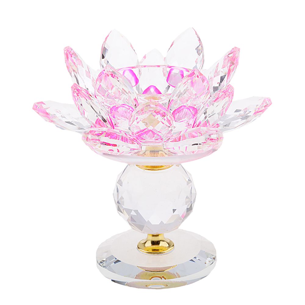 marque generique - cristal lotus fleur bougeoir photophore maison feng shui décor rose - Bougeoirs, chandeliers