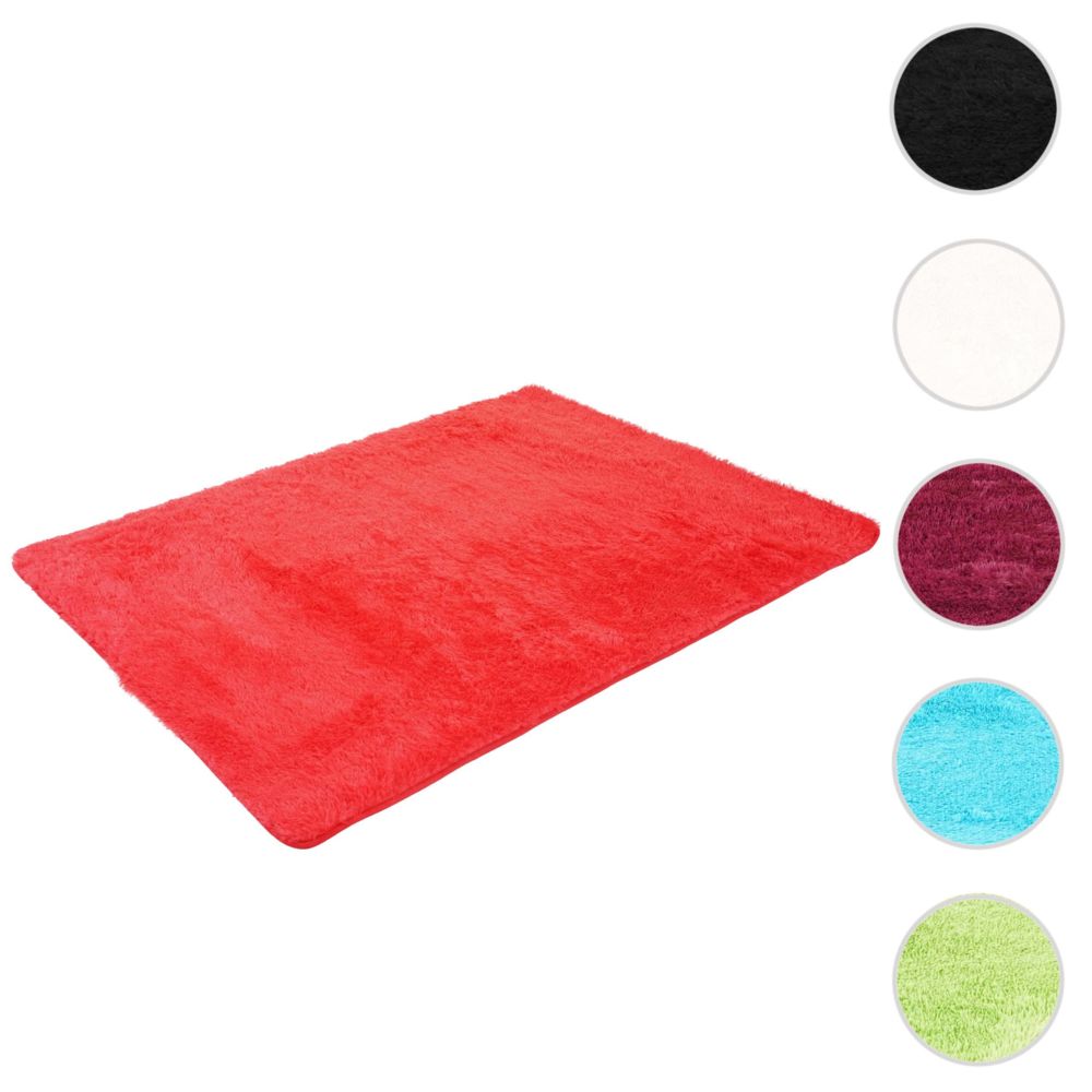 Mendler - Tapis HWC-F69, shaggy, épais, poil long, tissu/textile, cotonneux, doux, 160x120cm ~ rouge - Tapis