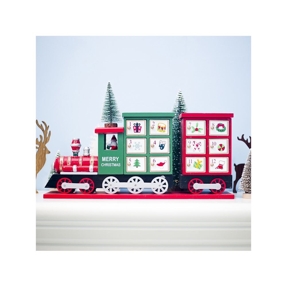 Wewoo - 2 PCS peint petit train compte à rebours calendrier boîte de rangement décoration de Noël - Décorations de Noël