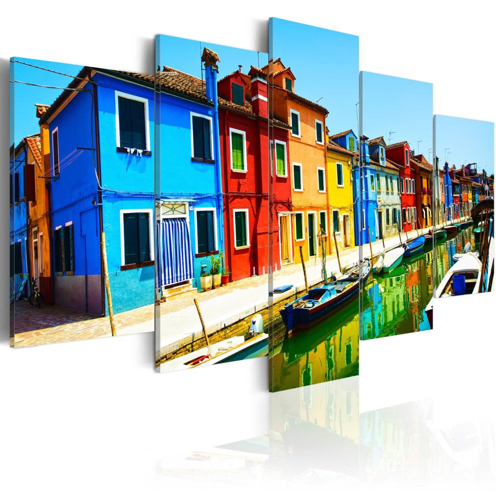 Bimago - Tableau - Maisons aux couleurs de l'arc-en-ciel - Décoration, image, art | Villes du monde | - Tableaux, peintures