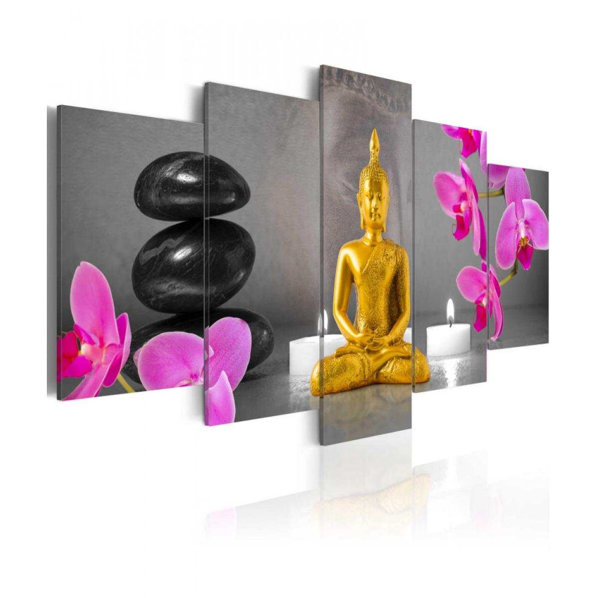 Artgeist - Tableau - Zen: golden Buddha 200x100 - Tableaux, peintures