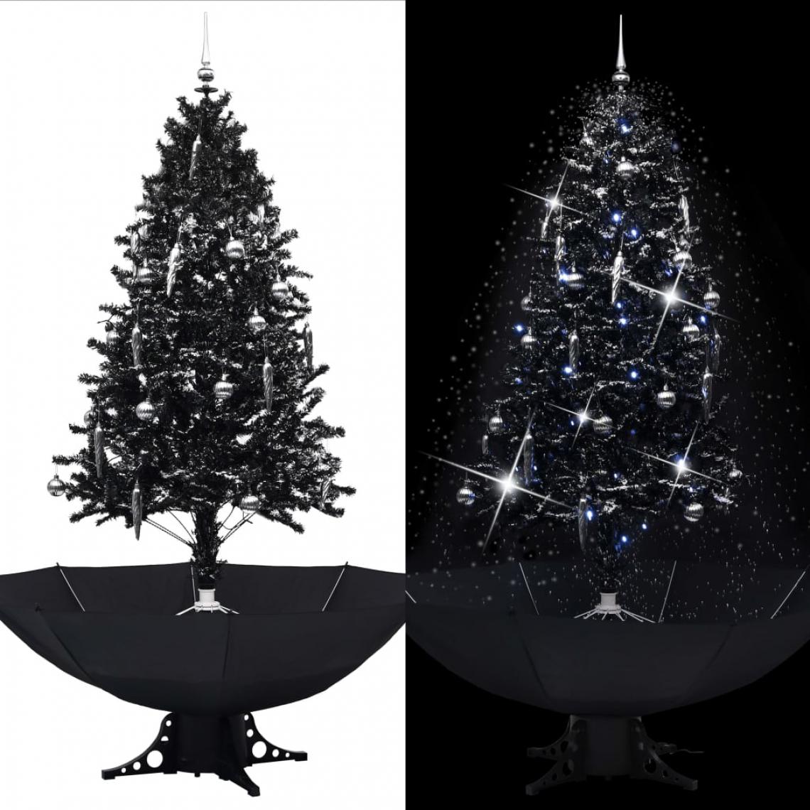 Icaverne - Moderne Décorations de Noël et saisonnières Dodoma Arbre de Noël neigeux avec base de parapluie Noir 190 cm PVC - Décorations de Noël