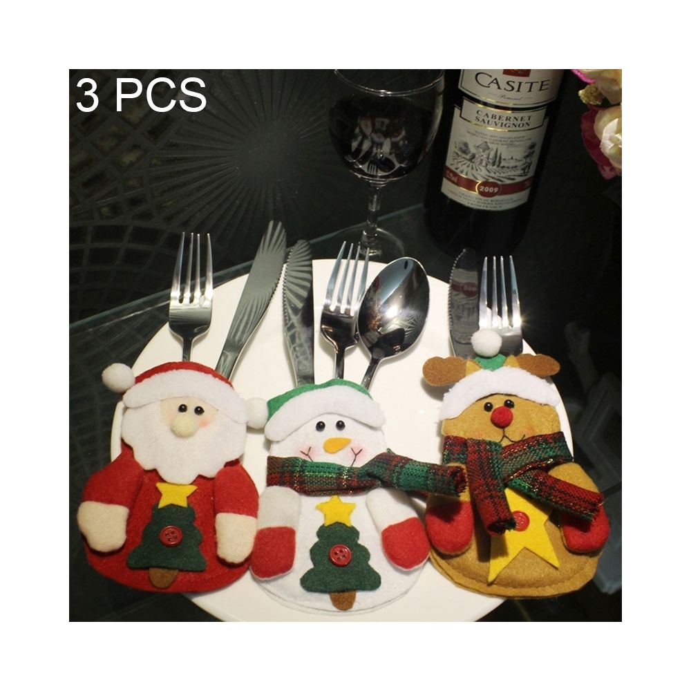 Wewoo - Ensemble de 3 porte-couverts en forme de cadeau de décoration de Noël de 3 PCS, livraison aléatoire - Décorations de Noël
