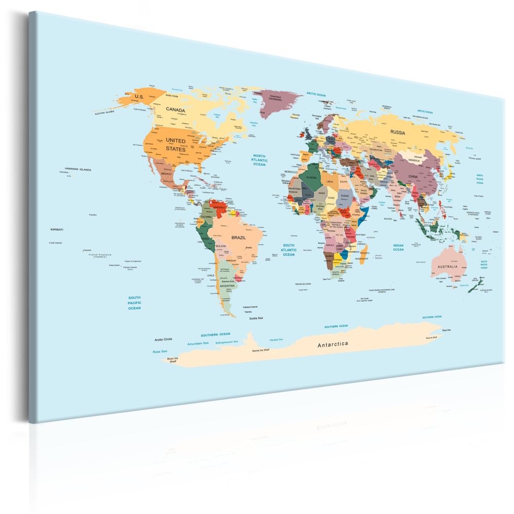 Bimago - Tableau - World Map: Travel with Me - Décoration, image, art | Cartes du monde | - Tableaux, peintures