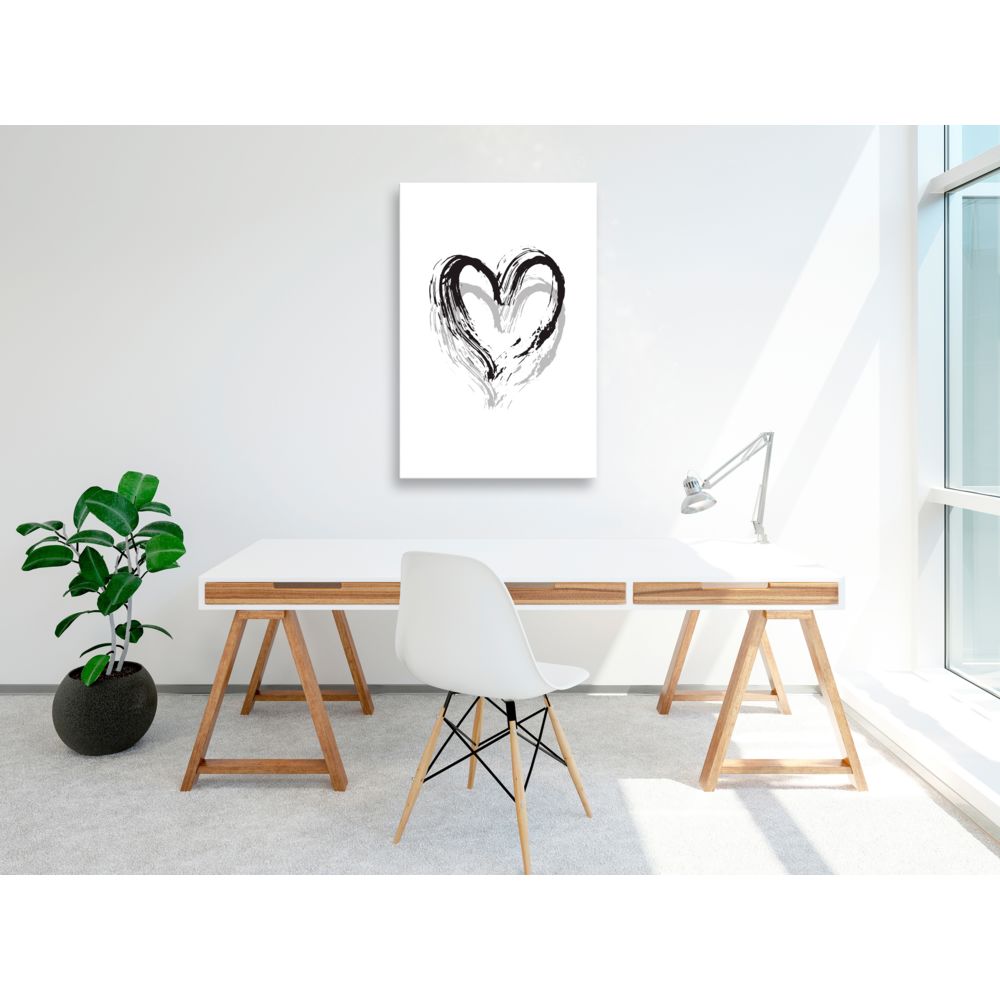 marque generique - 80x120 Tableau Amour Abstraction Esthetique Brush Heart (1 Part) Vertical - Tableaux, peintures
