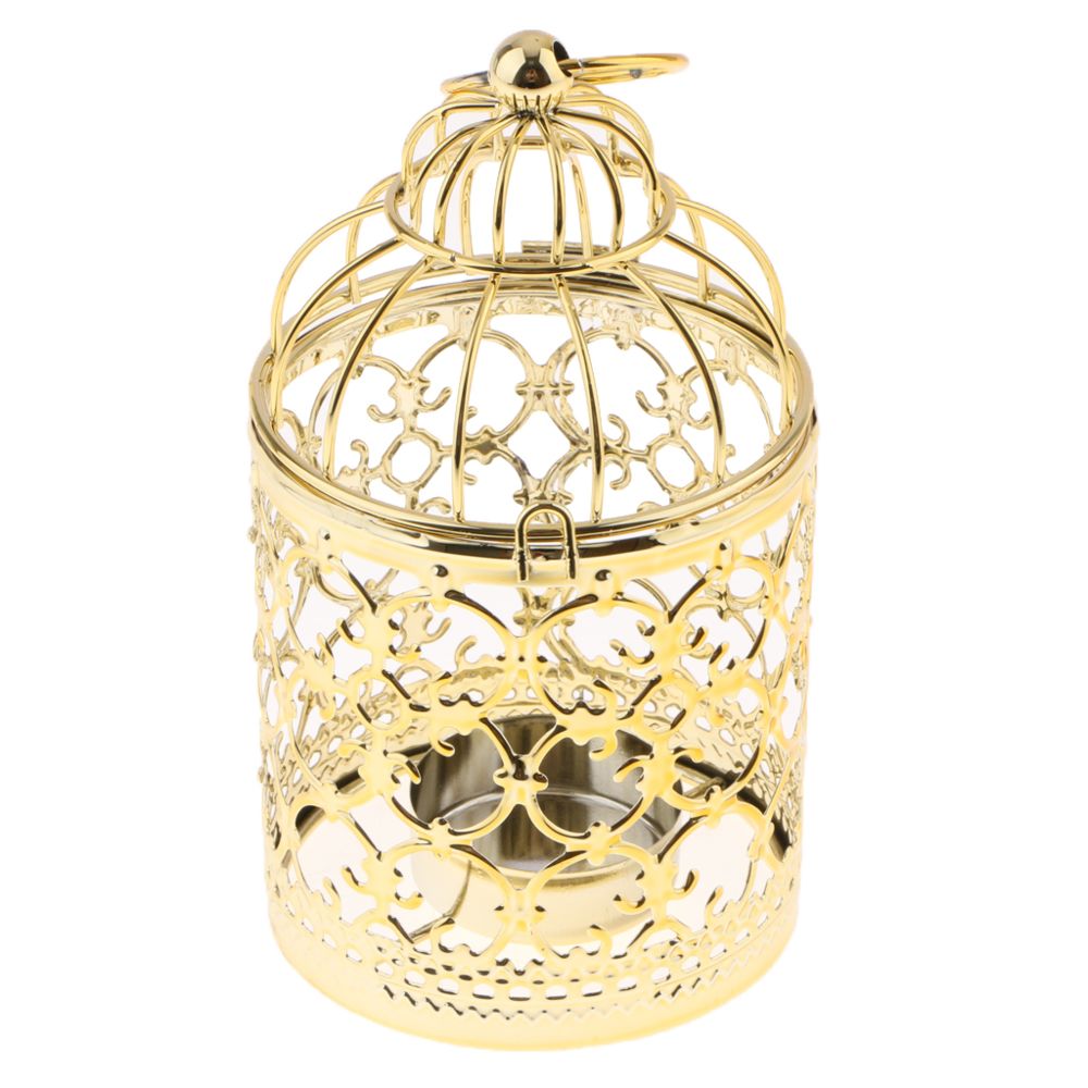 marque generique - bougeoir en forme de cage à oiseaux en métal galvanisé a-or - Bougeoirs, chandeliers
