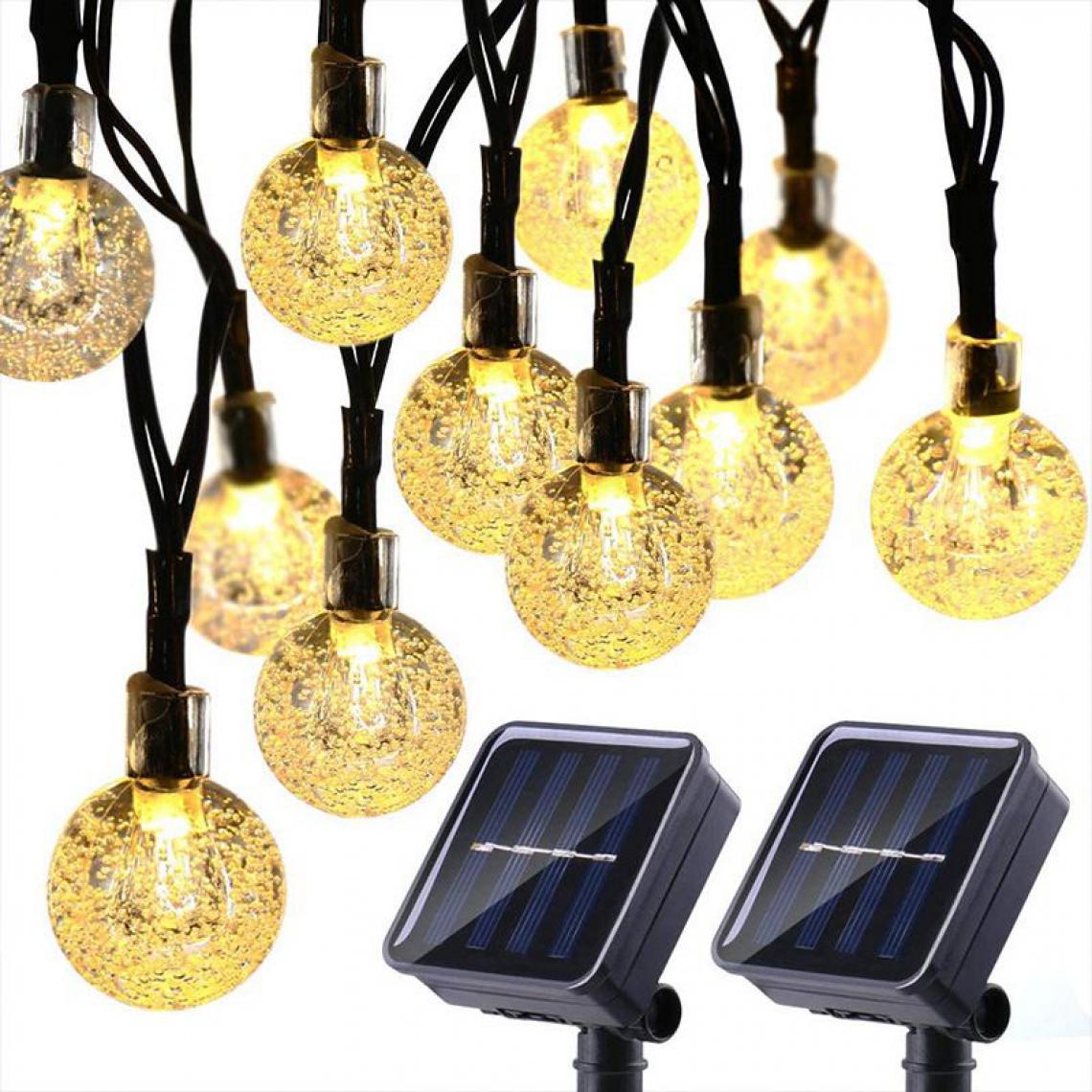 Generic - LED Guirlande Lumineuse en Forme de boule , Électrosolaire et Étanche avec 30 Lampes  pour l’Espace Extérieur  7 m - Jaune  - Décorations de Noël