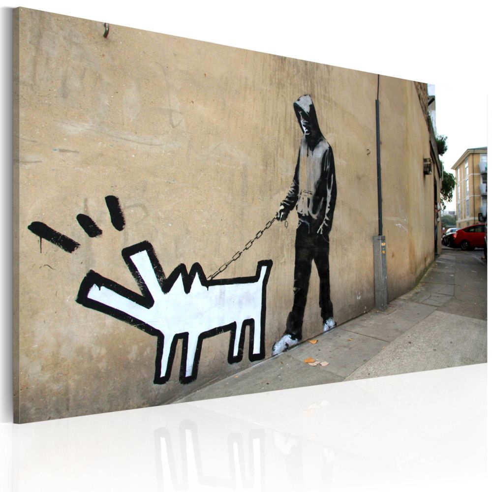 Bimago - Tableau - Chien qui aboie ne mord pas (Banksy) - Décoration, image, art | Art urbain | 60x40 cm | - Tableaux, peintures