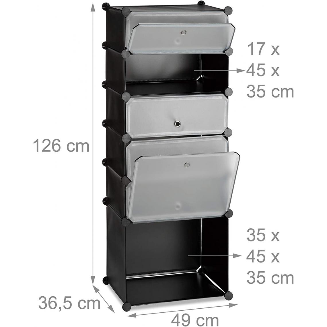 Helloshop26 - Meuble armoire étagère à chaussures avec 6 casiers 126 cm plastique noir 13_0001636_2 - Rangements à chaussures