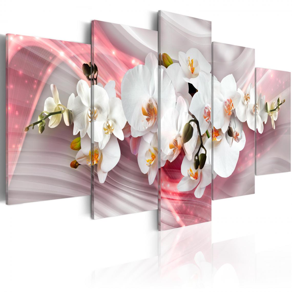 Decoshop26 - Tableau sur toile en 5 panneaux décoration murale image imprimée cadre en bois à suspendre Lueur rose 100x50 cm 11_0005663 - Tableaux, peintures