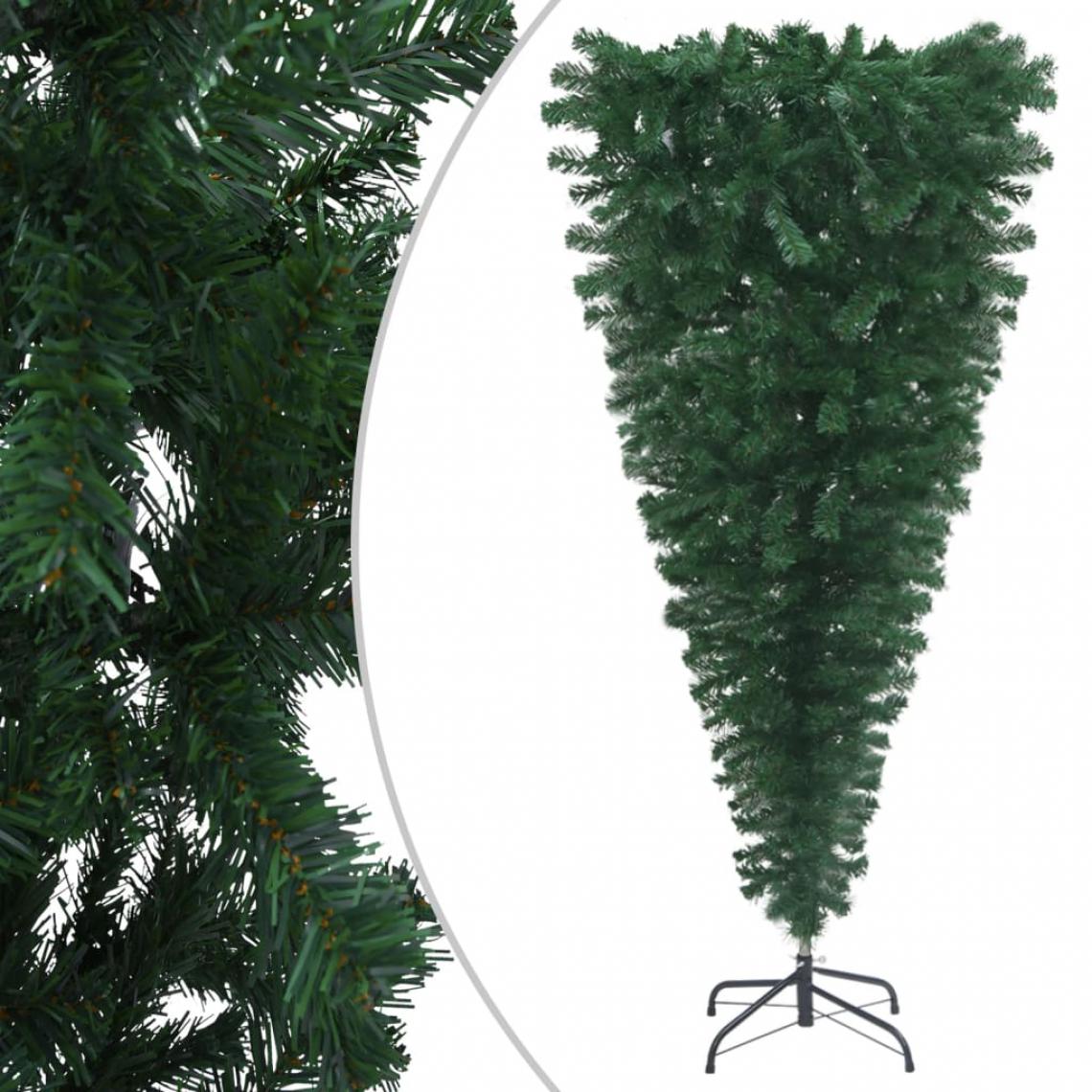 Wottes - Sapin de Noël artificiel renversé avec support Vert 150 cm - Sapin de Noël