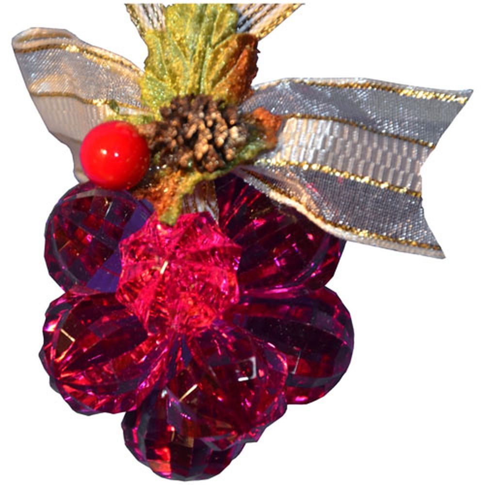 Atmosphera, Createur D'Interieur - Fleur de noël en acrylique 12 perles - Framboise - Décorations de Noël