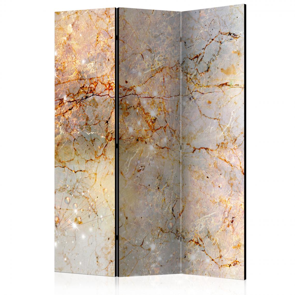 Decoshop26 - Paravent 3 volets panneaux cloison séparateur de pièce pliable recto verso Enchanté de marbre 135x172 cm PAR110318 - Paravents