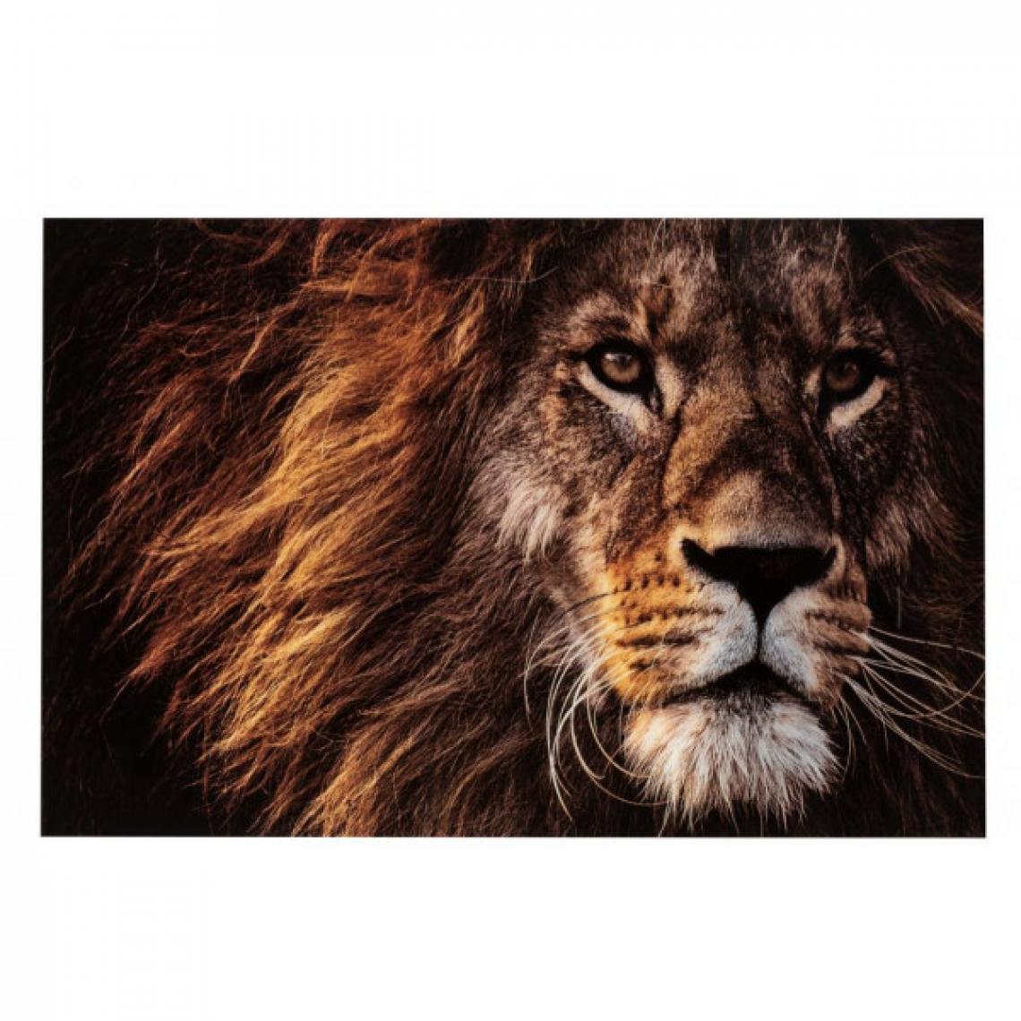 Dansmamaison - Decoration Murale Lion Verre Trempe Marron - L 150 x l 2 x H 100 cm - Objets déco