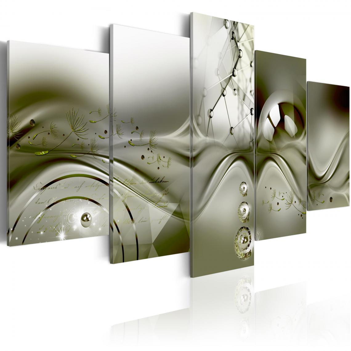 Decoshop26 - Tableau sur toile en 5 panneaux décoration murale image imprimée cadre en bois à suspendre Configuration verte 100x50 cm 11_0001195 - Tableaux, peintures