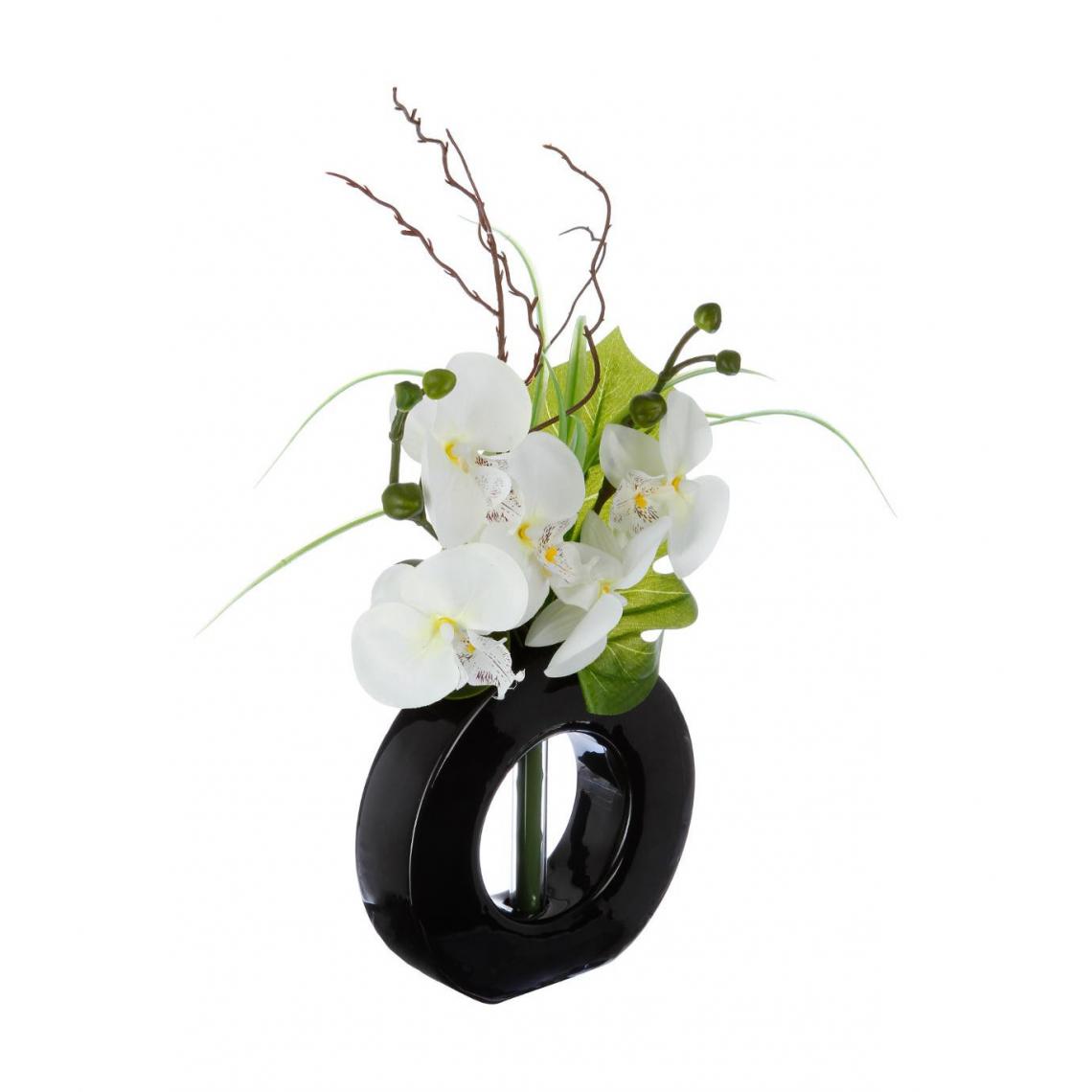 Atmosphera, Createur D'Interieur - Atmosphera - Composition florale artificielle d'orchidées avec vase céramique H44 - Plantes et fleurs artificielles
