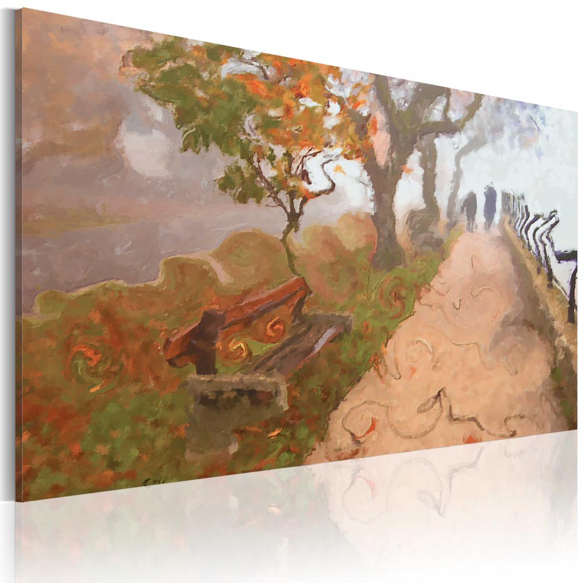 Decoshop26 - Tableau sur toile décoration murale image imprimée cadre en bois à suspendre Promenade d'automne 60x40 cm 11_0009591 - Tableaux, peintures
