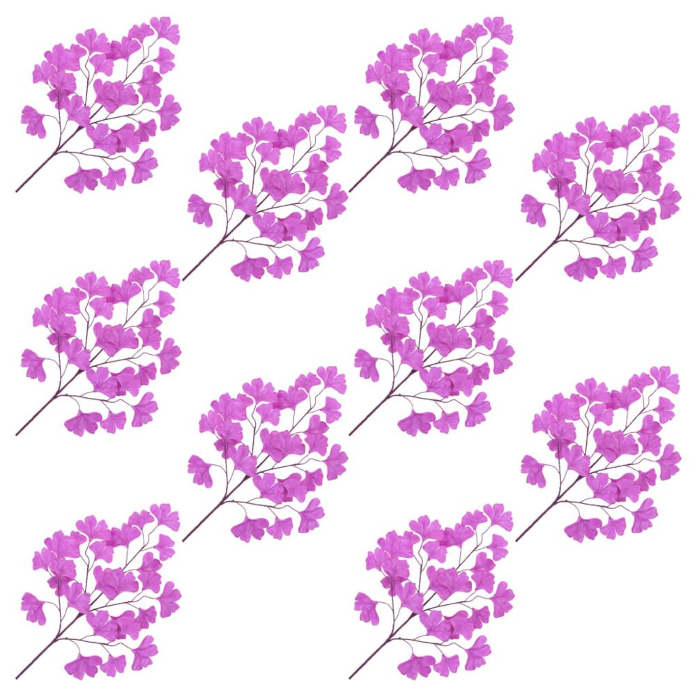Vidaxl - vidaXL 10 pcs Feuilles artificielles de ginkgo Violet 65 cm - Plantes et fleurs artificielles