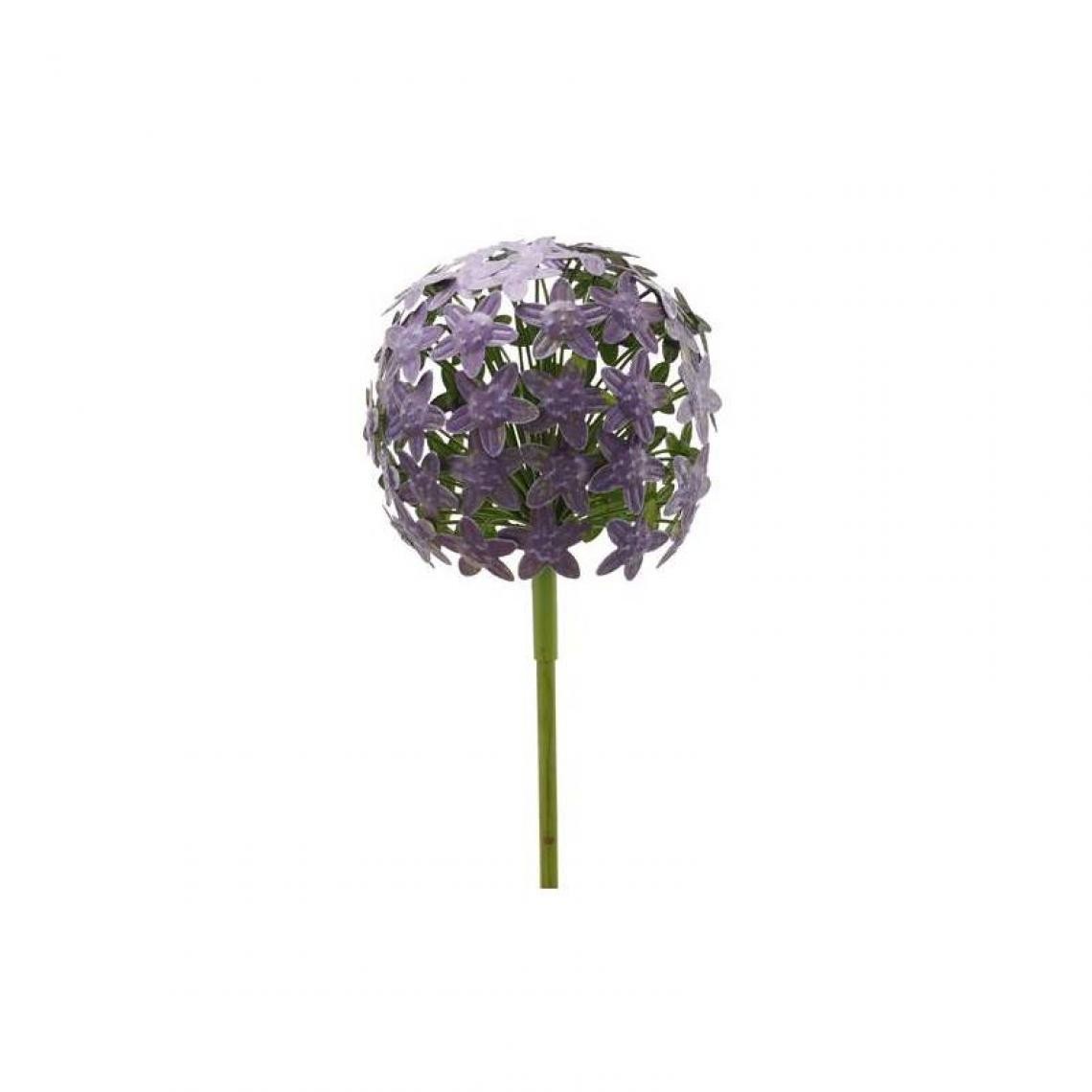 L'Héritier Du Temps - Fleur d'Allium sur Tige Décoration Florale pour Jardin Massif ou Pot de Fleur en Métal Coloré Vert et Violet 20x20x116cm - Objets déco