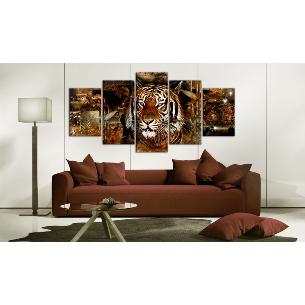 marque generique - 100x50 Tableau Chats Animaux Magnifique Golden Jungle - Tableaux, peintures