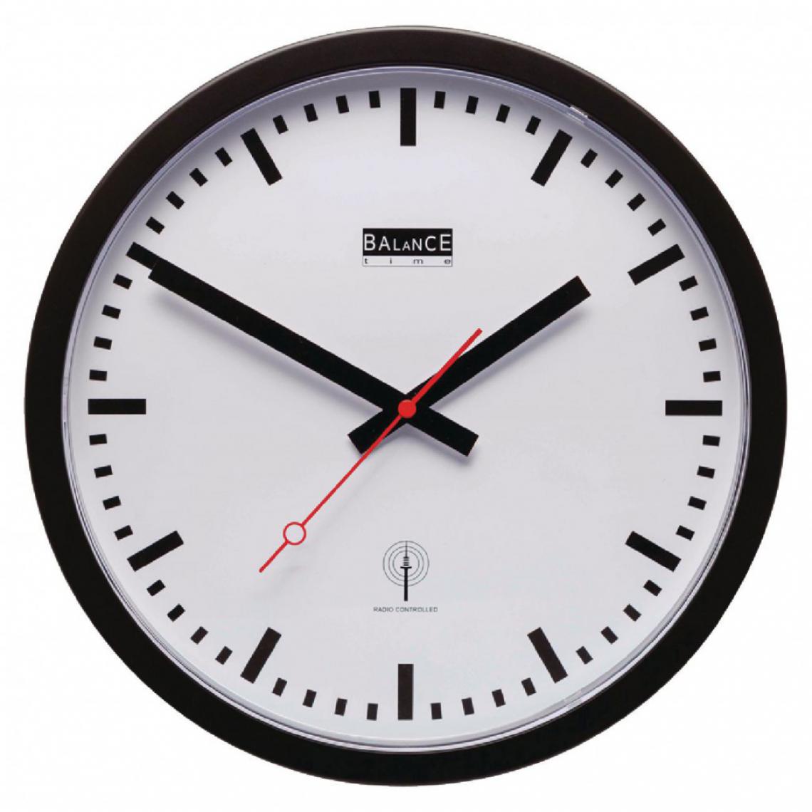 Alpexe - Horloge murale Radio-contrôlée 30 cm Analogiques Blanc/Noir - Horloges, pendules